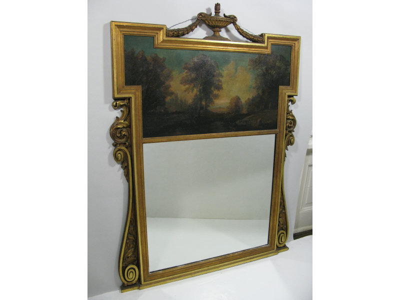 Appraisal: Neoclassical Trumeau architectural gilt wood frame surmounted by a central