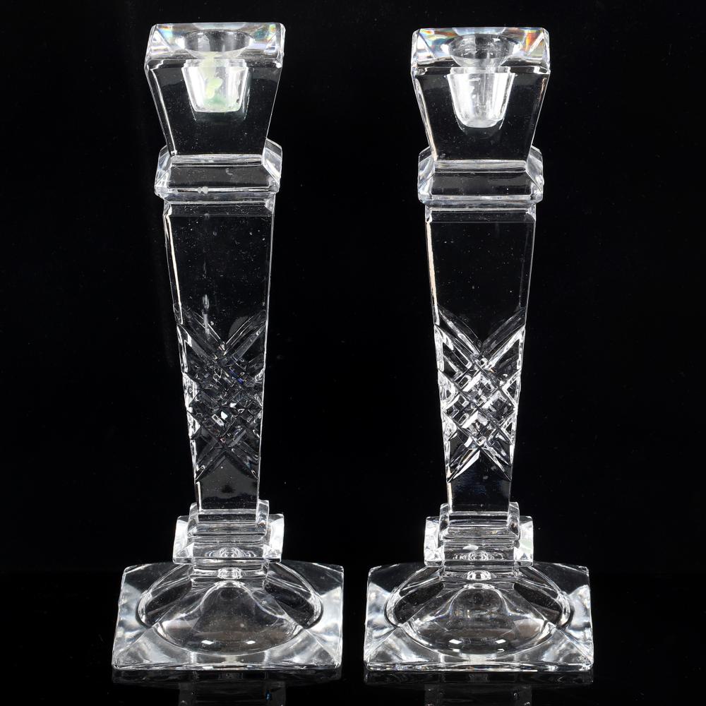 Appraisal: PAIR LARGE FINE CRYSTAL CANDLESTICKS HPair LARGE fine crystal candlesticks