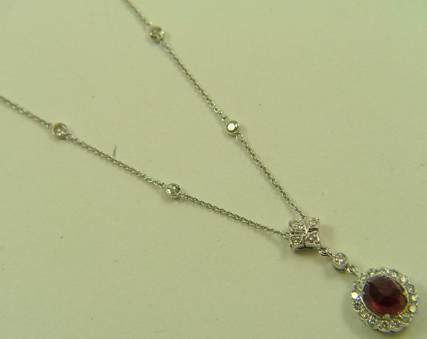 Appraisal: RUBY AND DIAMOND PENDANT NECKLACES all K white gold The