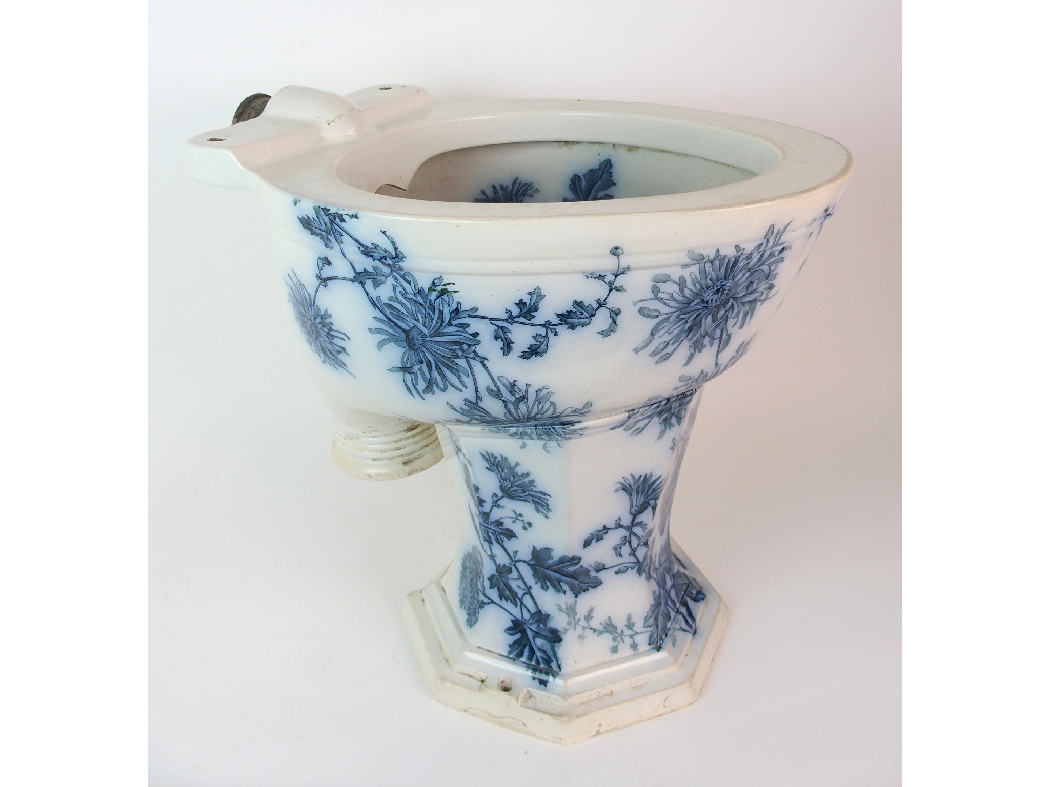 Appraisal: A Victorian blue and white porcelain water closetwith blue and