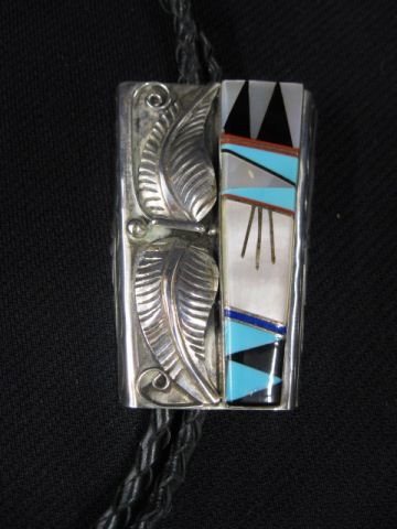 Appraisal: Indian Bolo sterling wiht turquoise abalone coral onyx x