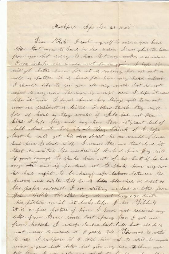 Appraisal: WISCONSIN Small archive of letters from settlers Joshua and Betsy