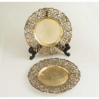 Appraisal: Two Shreve Co Gilt Sterling Plates Pair of gilt sterling