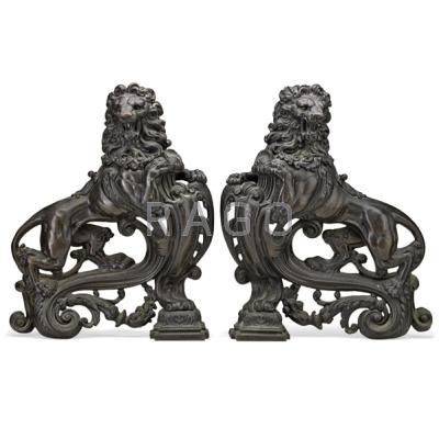 Appraisal: FIGURAL BRONZE CHENETS Detailed casting of lions late th early