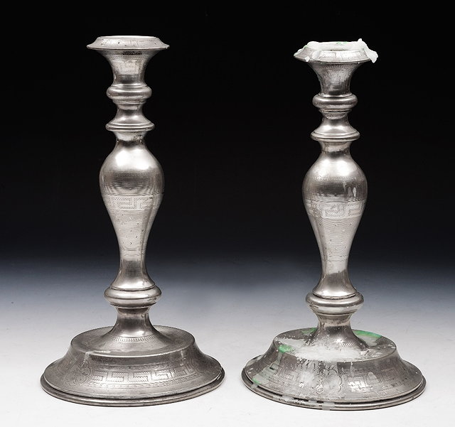 Appraisal: A PAIR OF AUSTRO-HUNGARIAN GRADE SILVER CANDLESTICKS of turned baluster