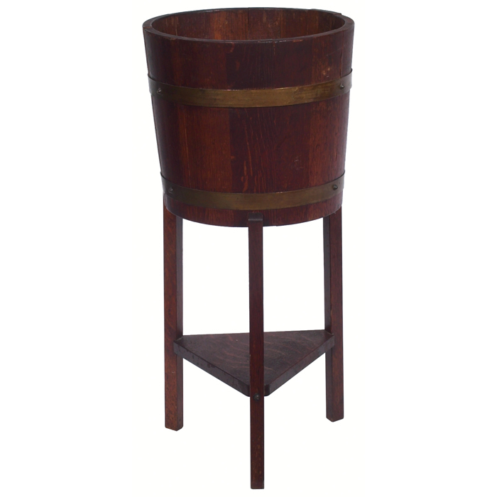 Appraisal: Arts and Crafts planter manufactured by Woodcraft slatted bucket design