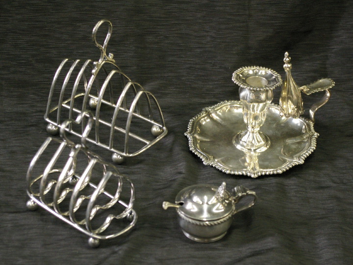 Appraisal: Group of Four Silverplate Items consisting of an attractive Sheffield-plate