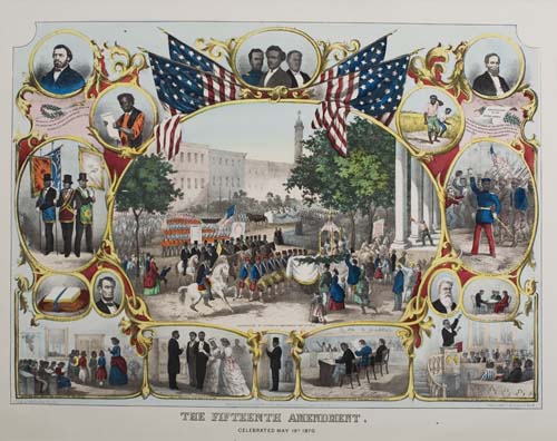 Appraisal: The Fifteenth Amendment Elaborate hand-colored lithographed print x inches sheet