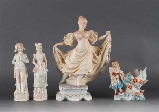 Appraisal: Four painted bisque figures Estimate - No condition report supplied