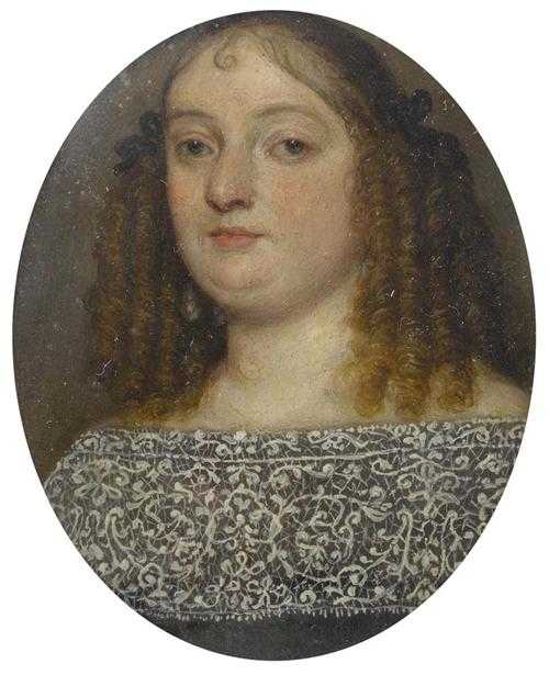 Appraisal: ENGLAND probably ca oil on copper Oval half-length portrait of