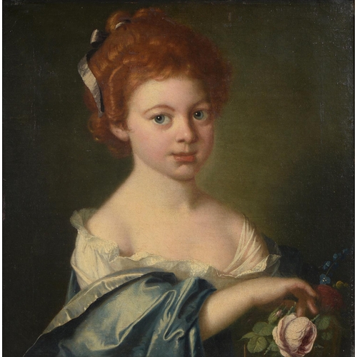 Appraisal: English School - Portrait of a Girl bust length holding