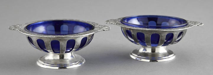 Appraisal: Pair of Continental Reticulated Silverplate Sweetmeat Bowls first quarter th