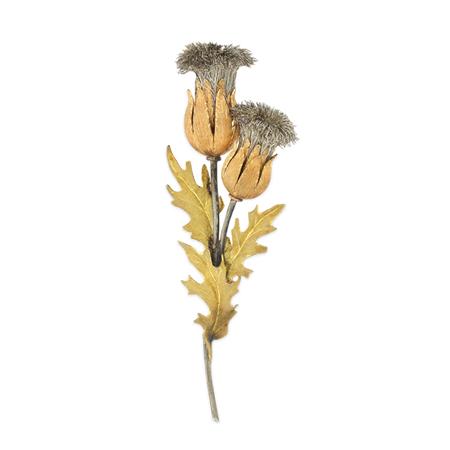 Appraisal: Two-Color Gold and Silver Thistle Clip-Brooch Mario Buccellati Estimate -