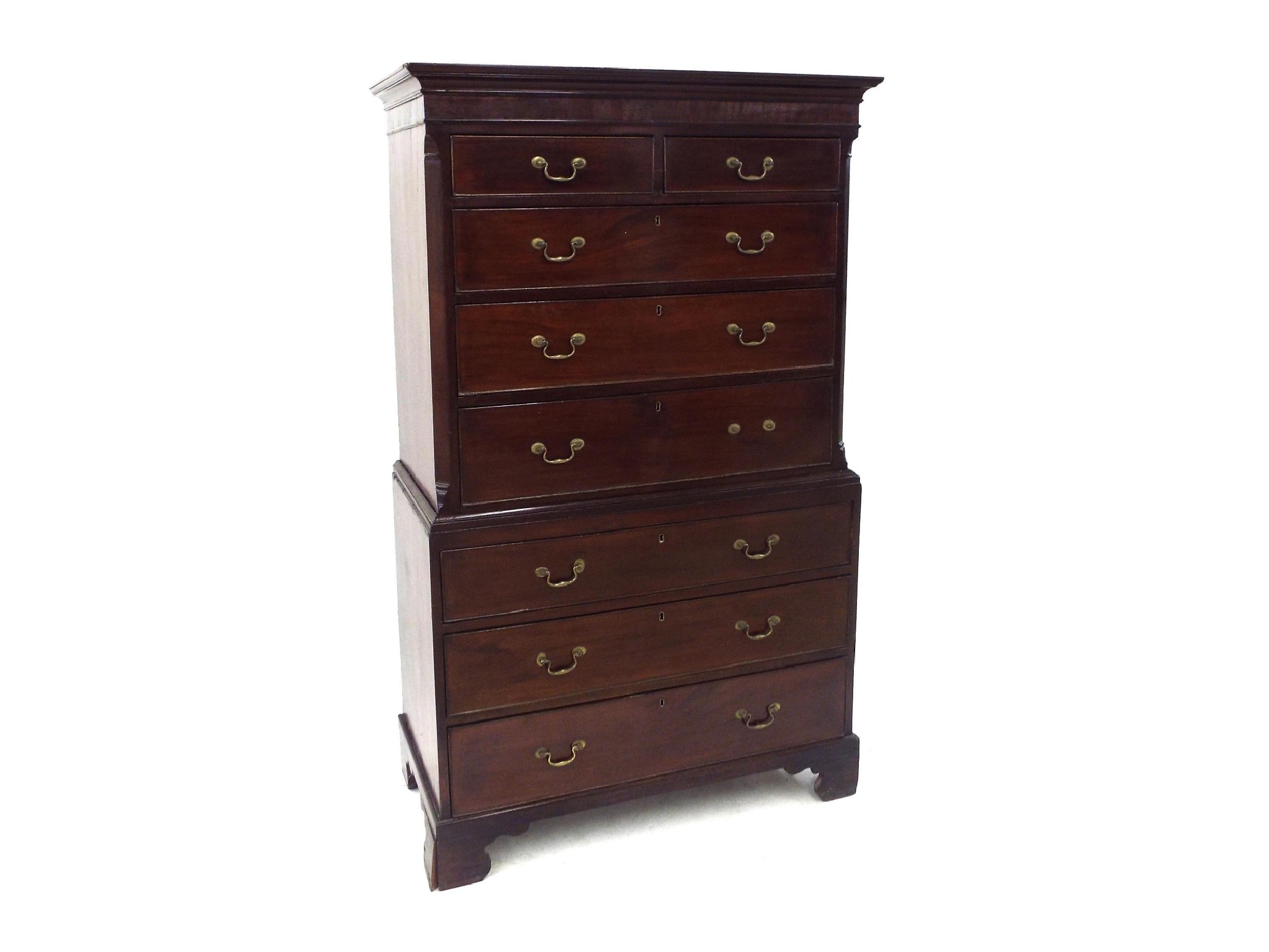 Appraisal: George III mahogany chest on chest with two short over