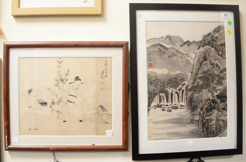 Appraisal: Group of Ten Chinese Watercolors and Paintings mostly framed to