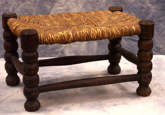 Appraisal: Turned leg rush seat stool th c x h Estimate