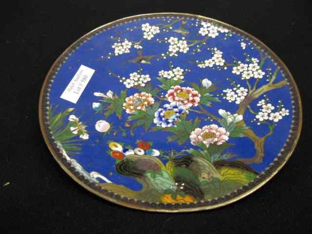 Appraisal: Japanese Cloisonne Plate Ando or Inaba elaborate bird floral on