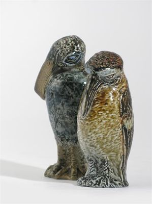 Appraisal: A Rare Martin Brothers bird cruet set by Robert Wallace