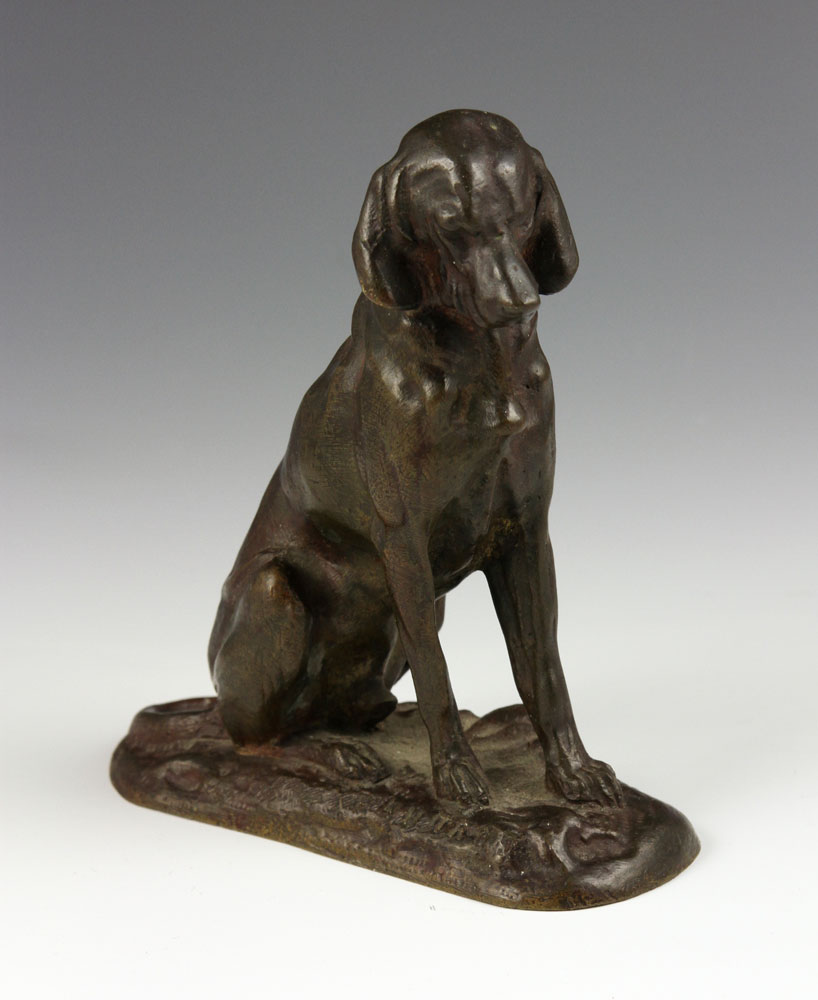 Appraisal: - Bronze Sculpture of Dog Sculpture of seated dog bronze