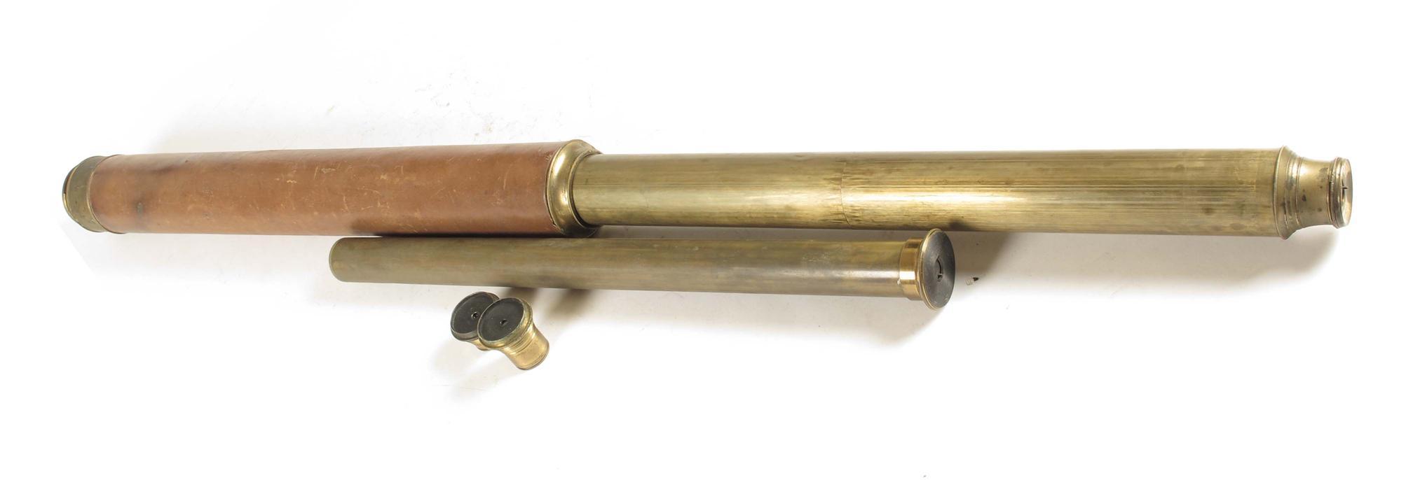 Appraisal: A th century gilt brass and leather single draw telescope