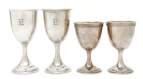 Appraisal: Group of Twelve American Sterling Silver Goblets Gorham with K