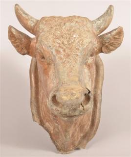 Appraisal: Antique Cast Zinc Cow Head Trade Stimulator h x d