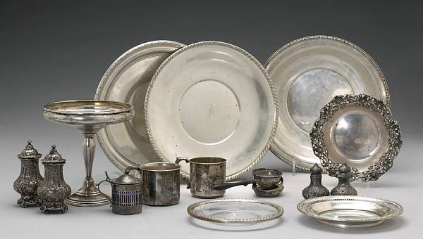 Appraisal: A group of sterling table articles Comprising similar sandwich plates