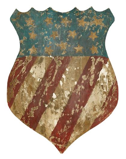 Appraisal: Painted and carved American shield th early th century With