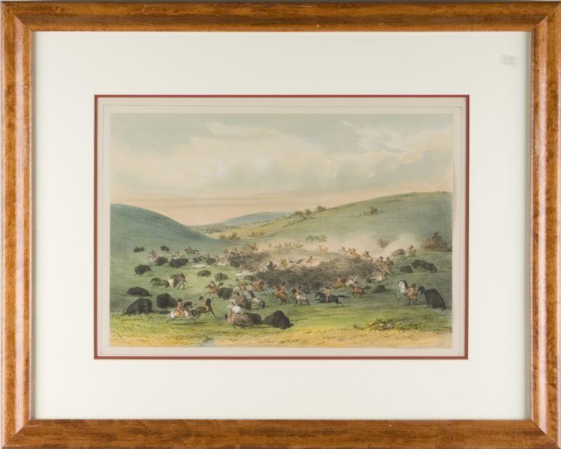 Appraisal: George Catlin - Buffaloe Hunting titled Buffaloe sic Hunting -