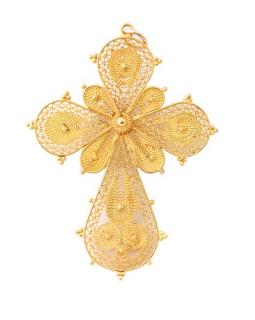 Appraisal: Handmade k Yellow Gold Filigree Cross Pendant Handmade k yellow