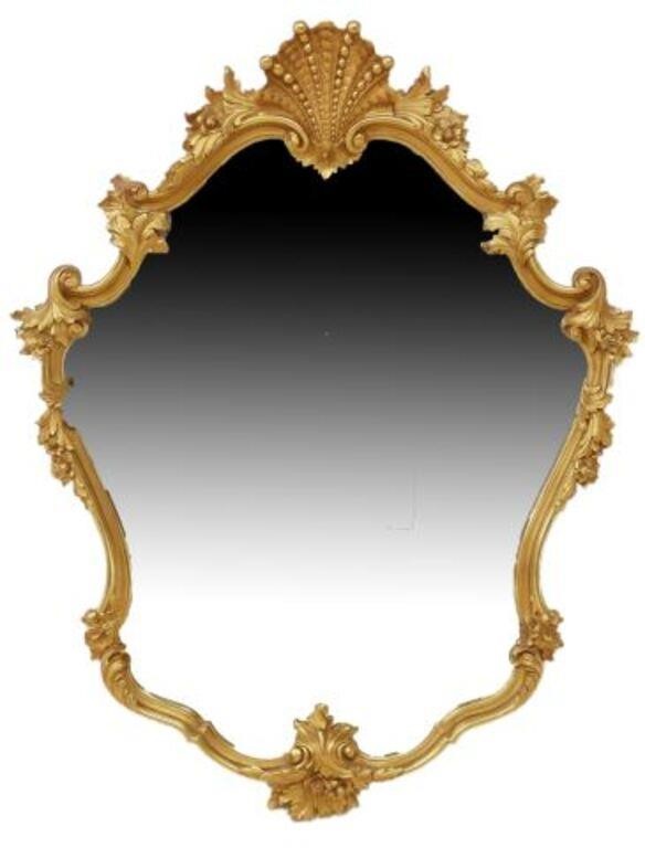 Appraisal: Italian Louis XV style giltwood wall mirror th c shell