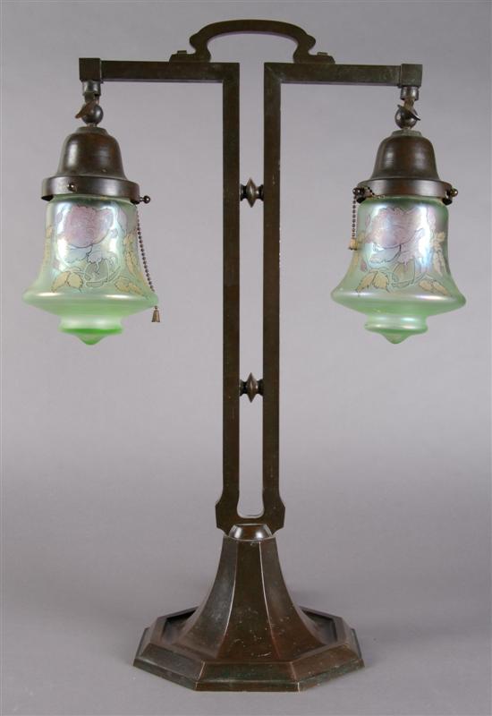 Appraisal: A Handel Two-Light Table Lamp Height inches