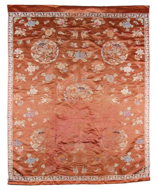 Appraisal: A Chinese Embroidered Silk Tapestry Height x width inches