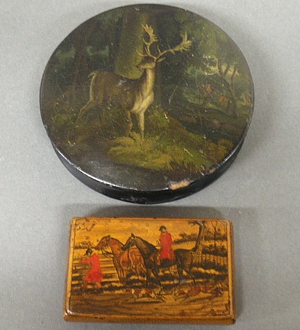 Appraisal: - Mauchline ware snuff box th c with fox hunter