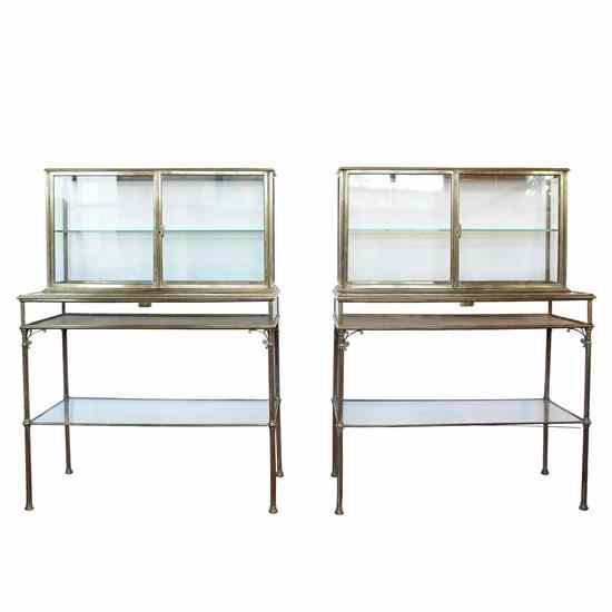 Appraisal: A Pair French Napoleon III Brass and Glass Table Vitrines