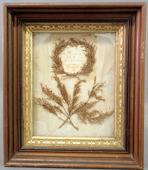 Appraisal: Walnut framed juniper branch type collage Phalanx Mt Vernon Dec