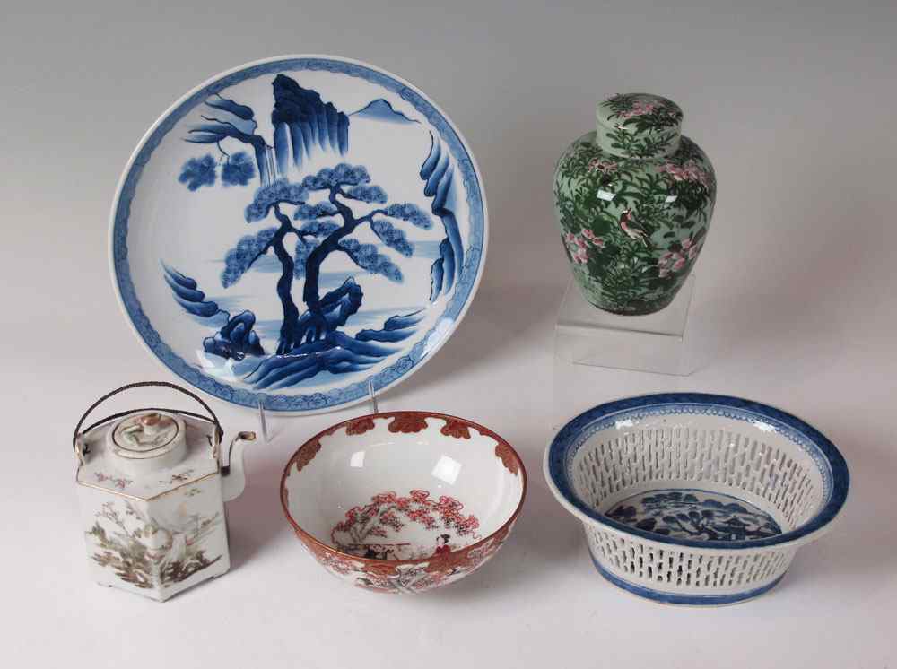 Appraisal: PIECE GROUP OF CHINESE CERAMICS AND PORCELAINS A polychrome celadon