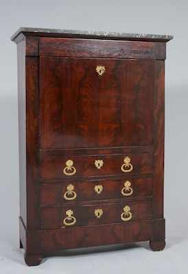 Appraisal: An Empire Style Antique Secretaire a Abattant Tall rectilinear secretary