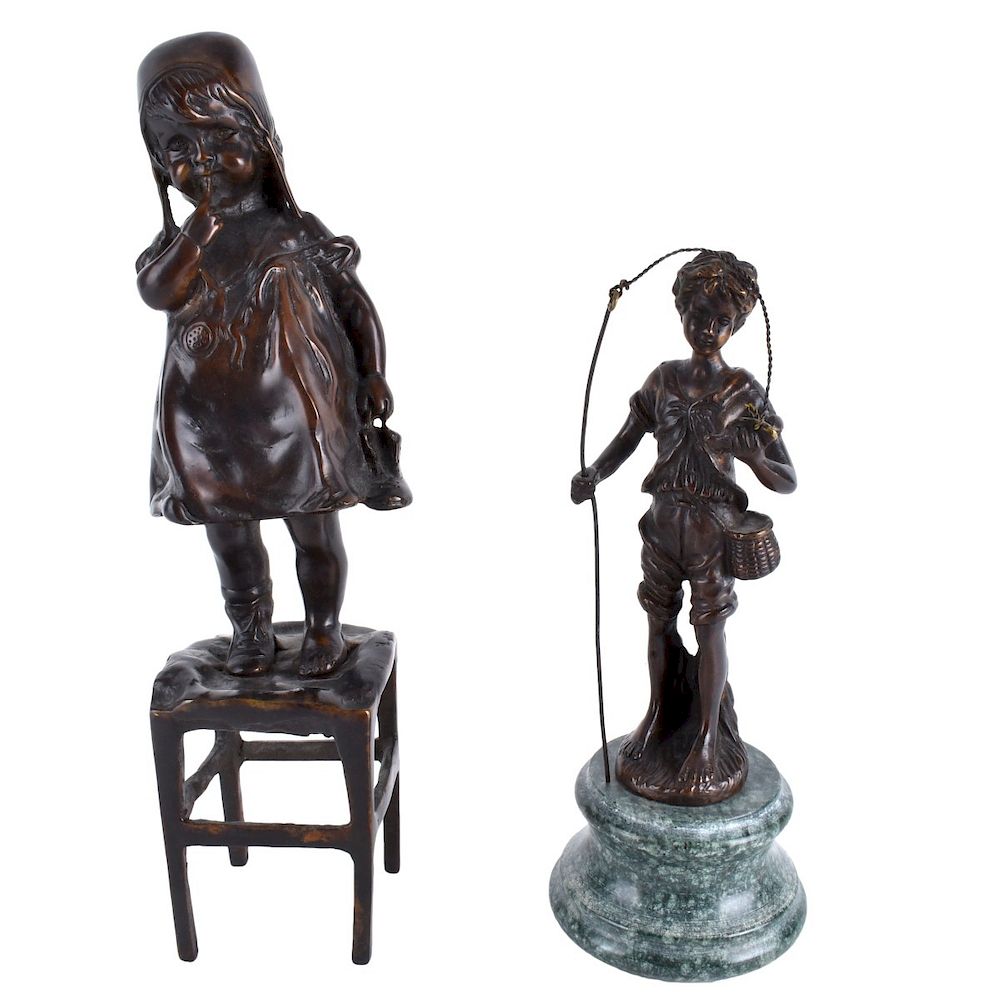 Appraisal: Bronze Sculptures Two Art Nouveau Bronze Sculptures After Auguste Moreau