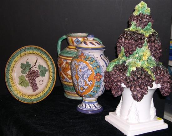 Appraisal: Four pieces of Italian pottery consisting of a centerpiece with