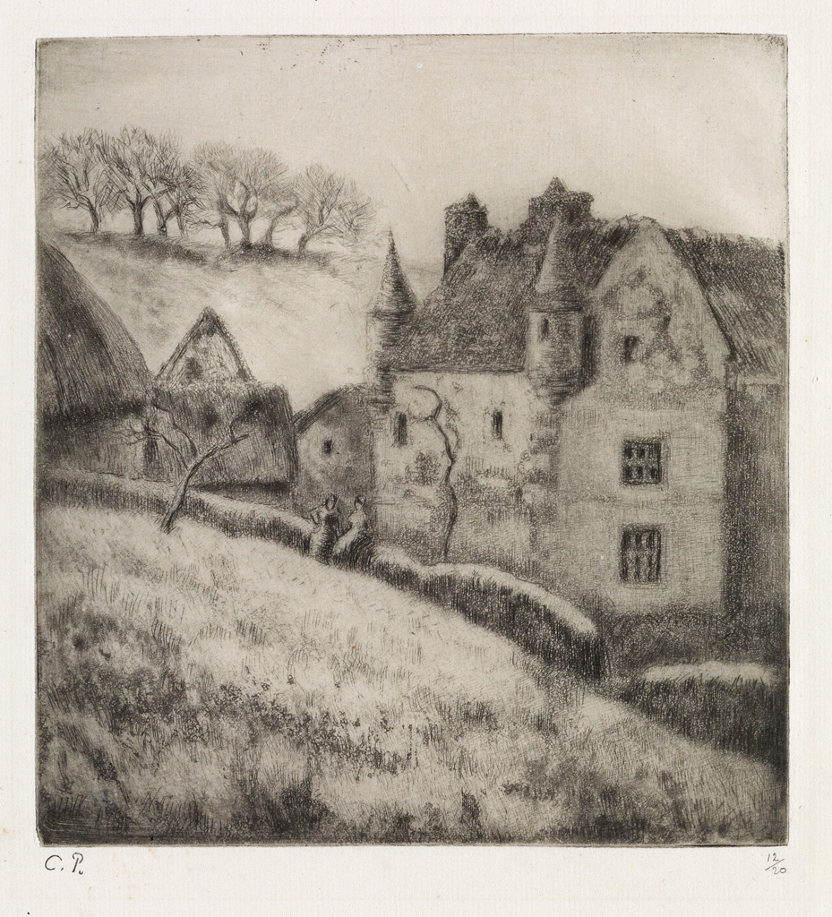 Appraisal: CAMILLE PISSARRO La Ferme Noel Osny Etching on antique cream