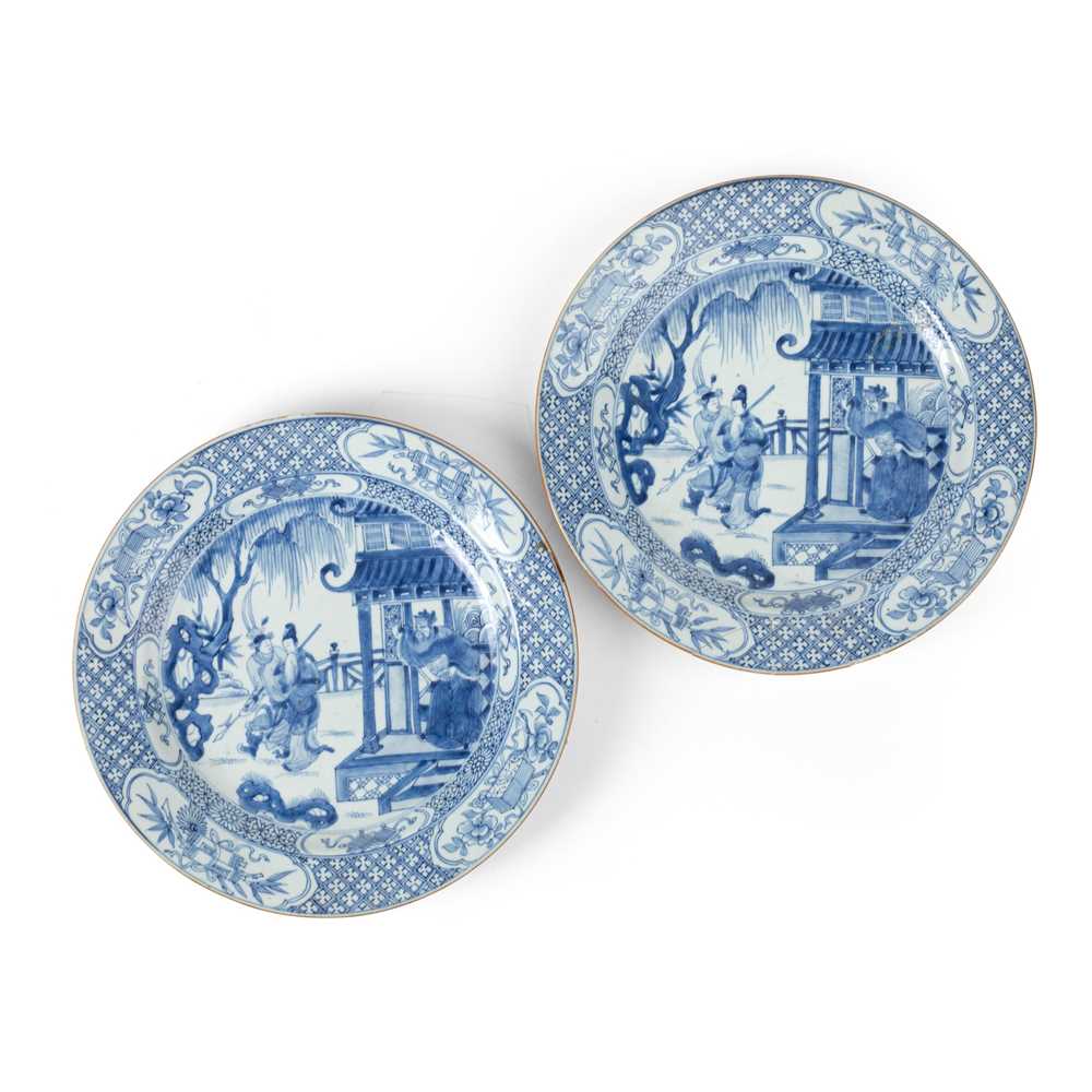 Appraisal: LARGE PAIR OF BLUE AND WHITE PLATES QING DYNASTY KANGXI