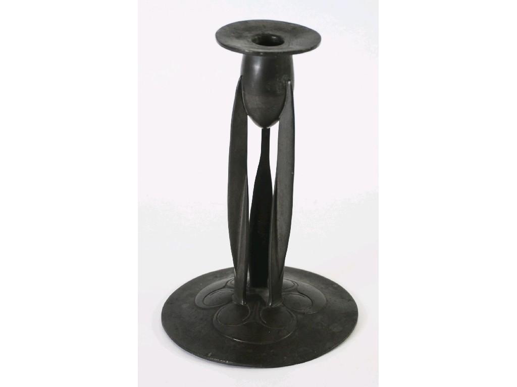 Appraisal: ARCHIBALD KNOX LIBERY CO 'TUDRIC' PEWTER CANDLESTICK circa the circular