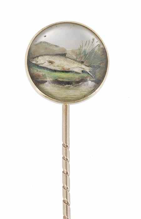 Appraisal: A Victorian reverse crystal intaglio stickpin the circular intaglio painted