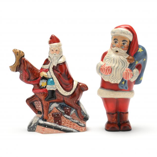 Appraisal: VAILLANCOURT STARS STRIPES SANTA AND SANTA ASTRIDE REINDEER signed and