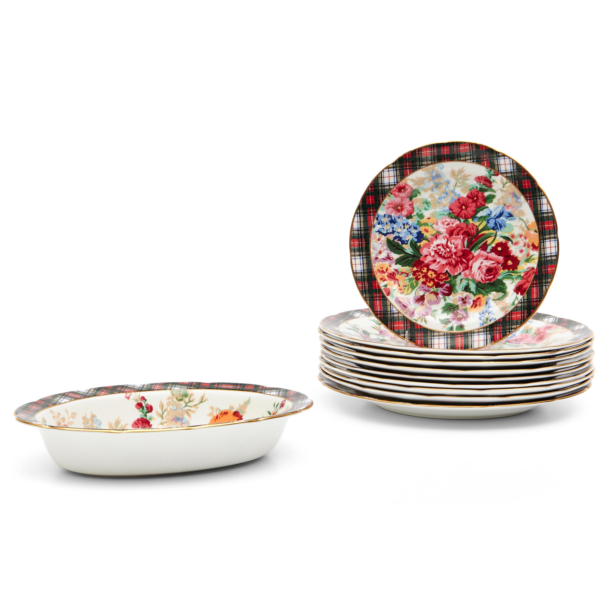 Appraisal: ELEVEN PIECES OF RALPH LAUREN FOR WEDGWOOD HAMPTON FLORAL TABLEWARE