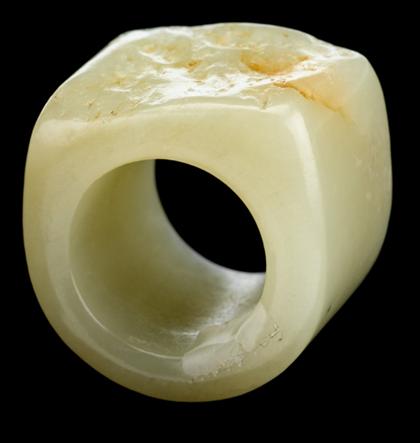 Appraisal: Good Chinese yellow jade archer's ring th century or earlier