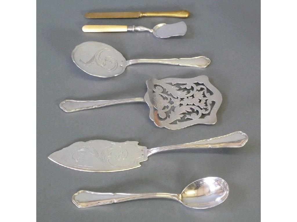 Appraisal: FOUR TWENTIETH CENTURY FRENCH SILVER SERVING IMPLEMENTS also a French