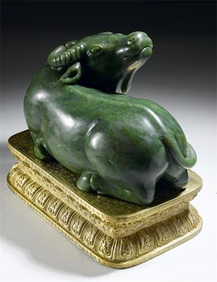 Appraisal: The Pelham Water Buffalo An Exceptional Chinese Imperial Spinach-Green Jade