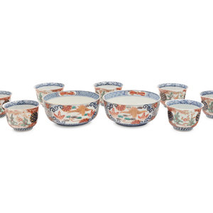 Appraisal: A Set of Nine Imari Palette Porcelain Teacups together with